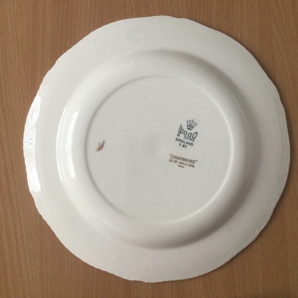 3 dinner plates bundle wood & son, Georgian china, Kathie Winkle rose 22k gold - Picture 3 of 7